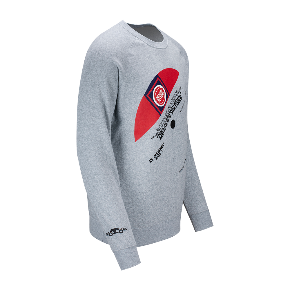 Pistons x Motown Vinyl Record Gray Crewneck Sweatshirt Side2