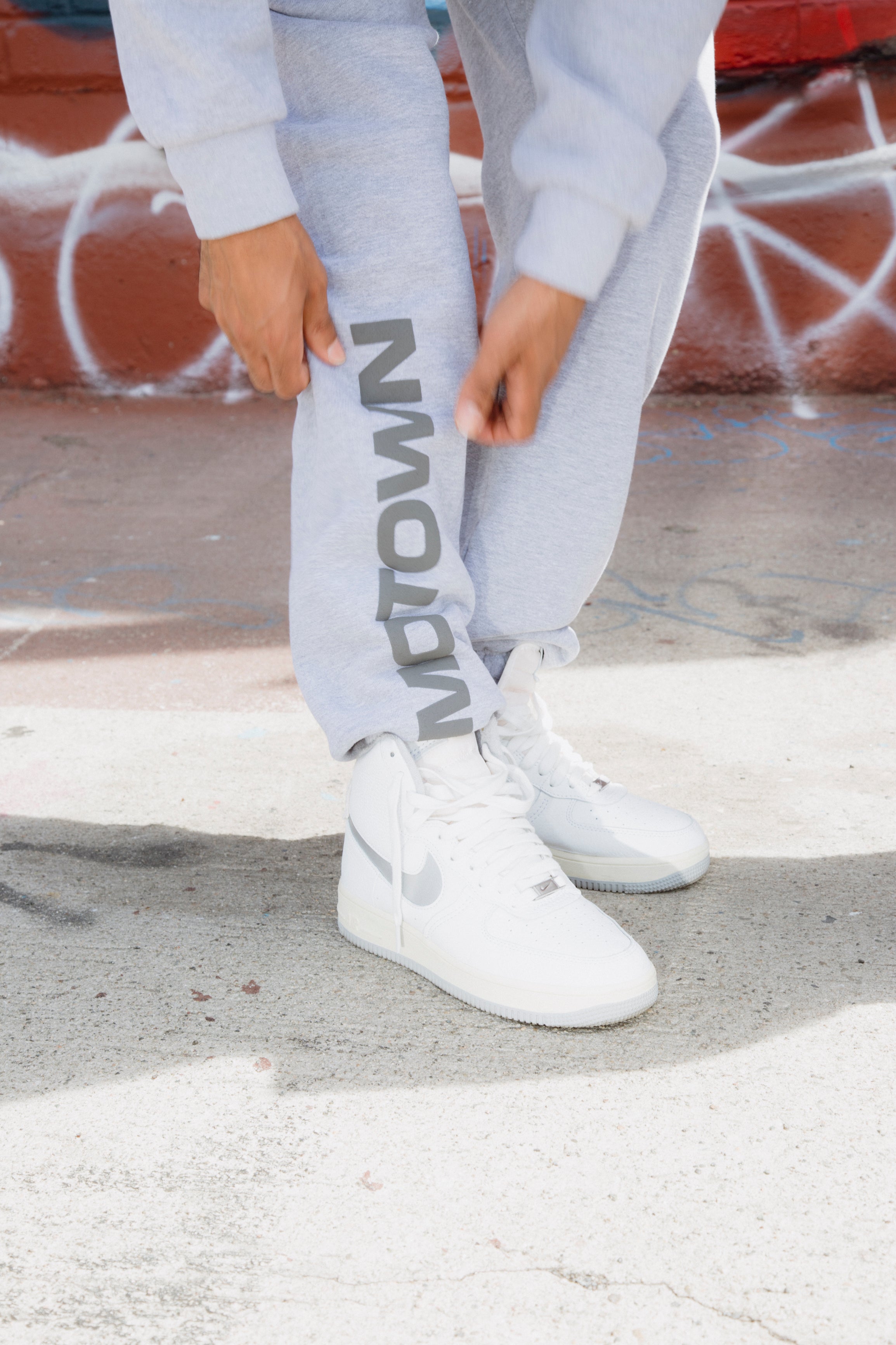 Grey Motown Essentials Sweatpants Model