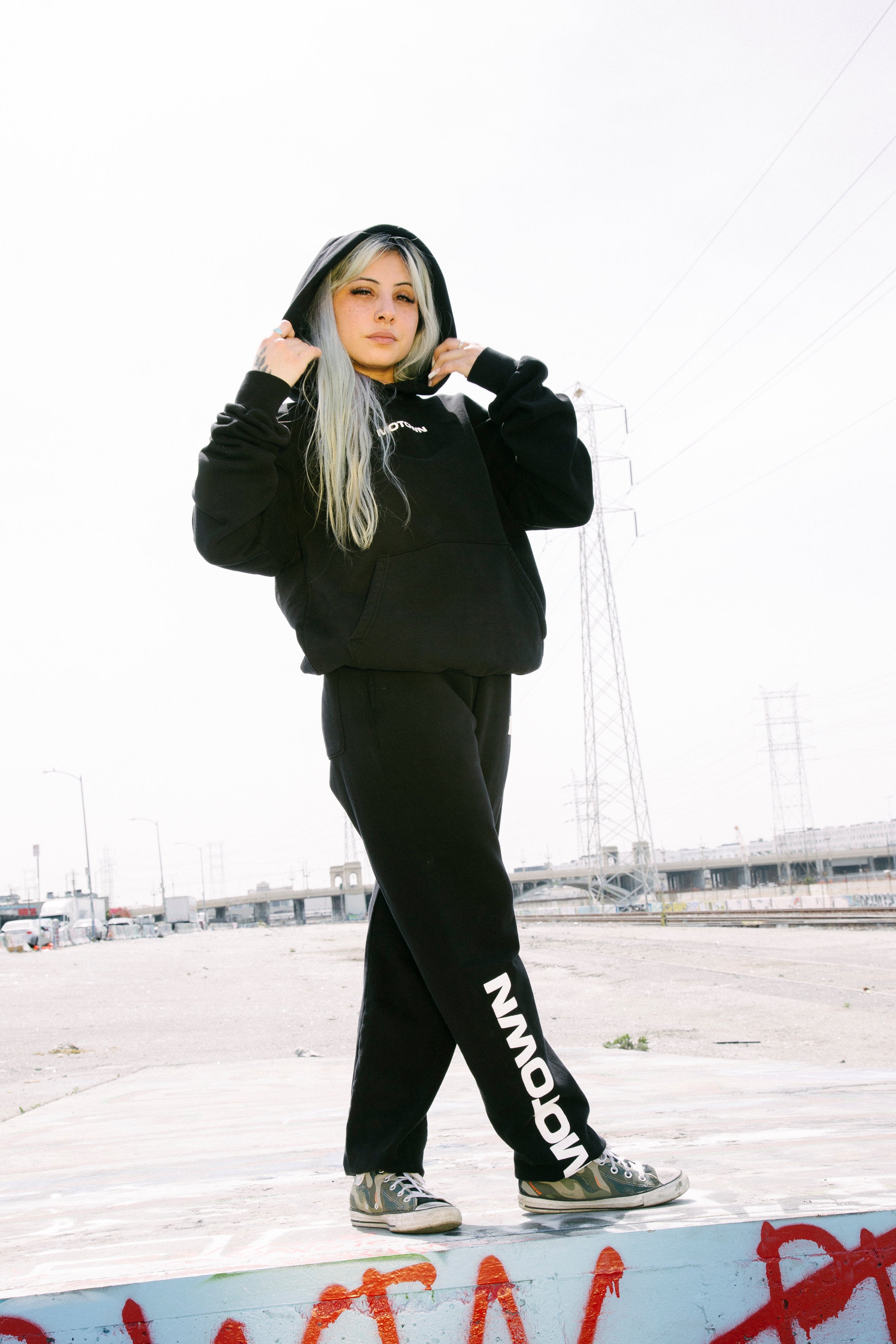 Black Motown Essentials Sweatpants Model