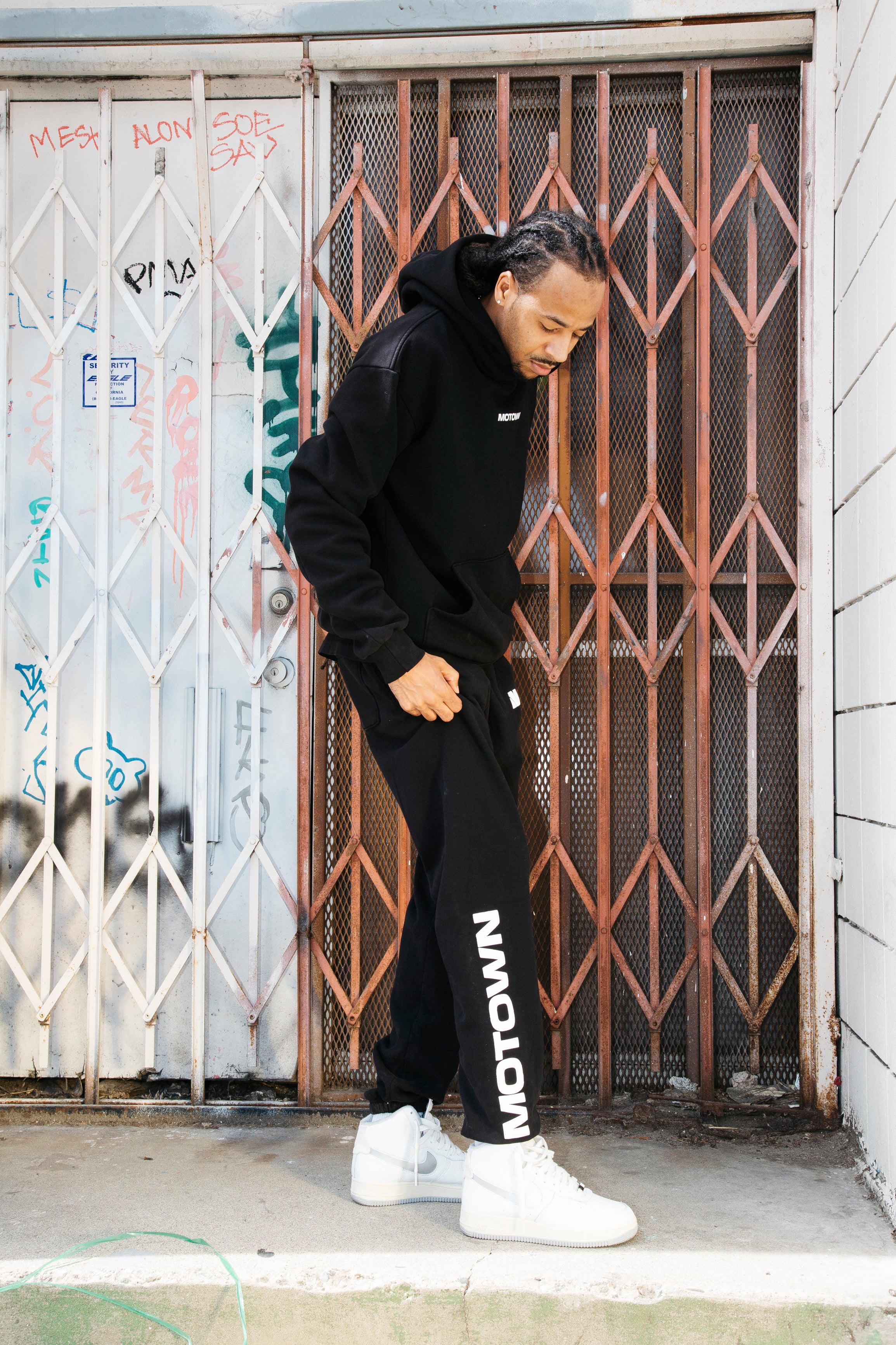 Black Motown Essentials Hoodie Male Model